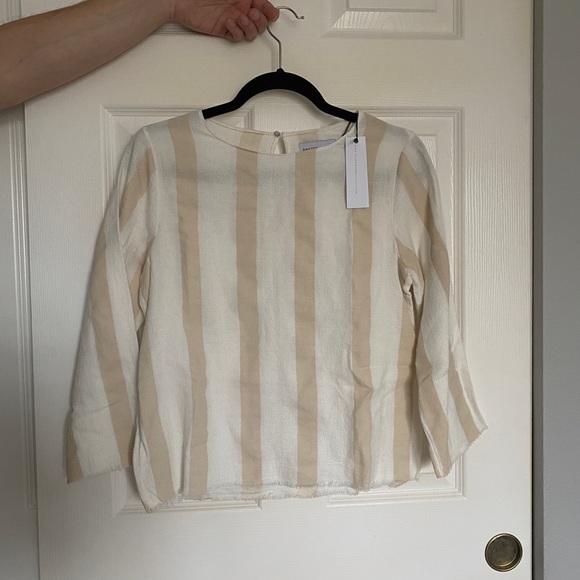 NWT Sincerely Jules Striped Linen Top M - Picture 5 of 6